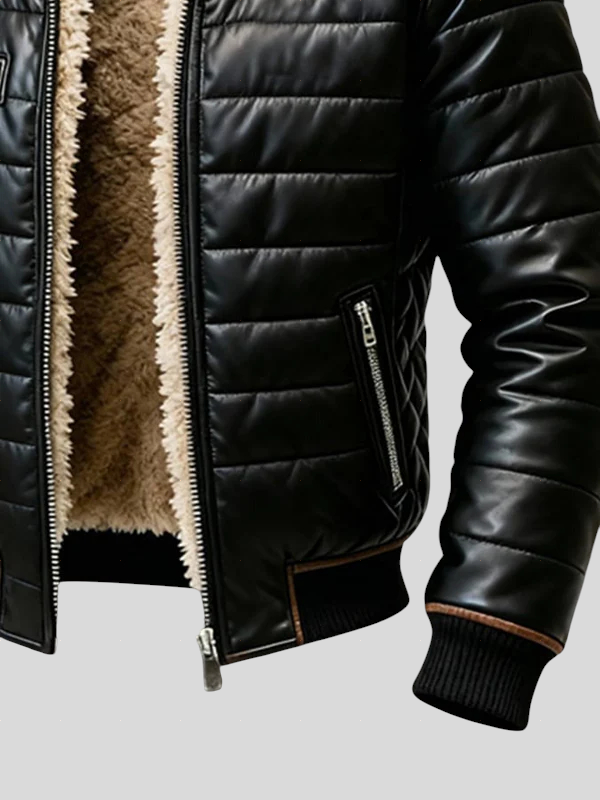 Karlo – Crna Prošivena Jakna Sa Sherpa Podstavom