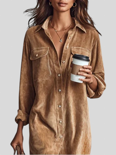 Giulia - Udobna Baršunasta Midi Haljina