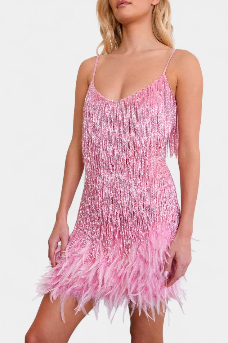 Mirjana Mini Haljina s Perjem