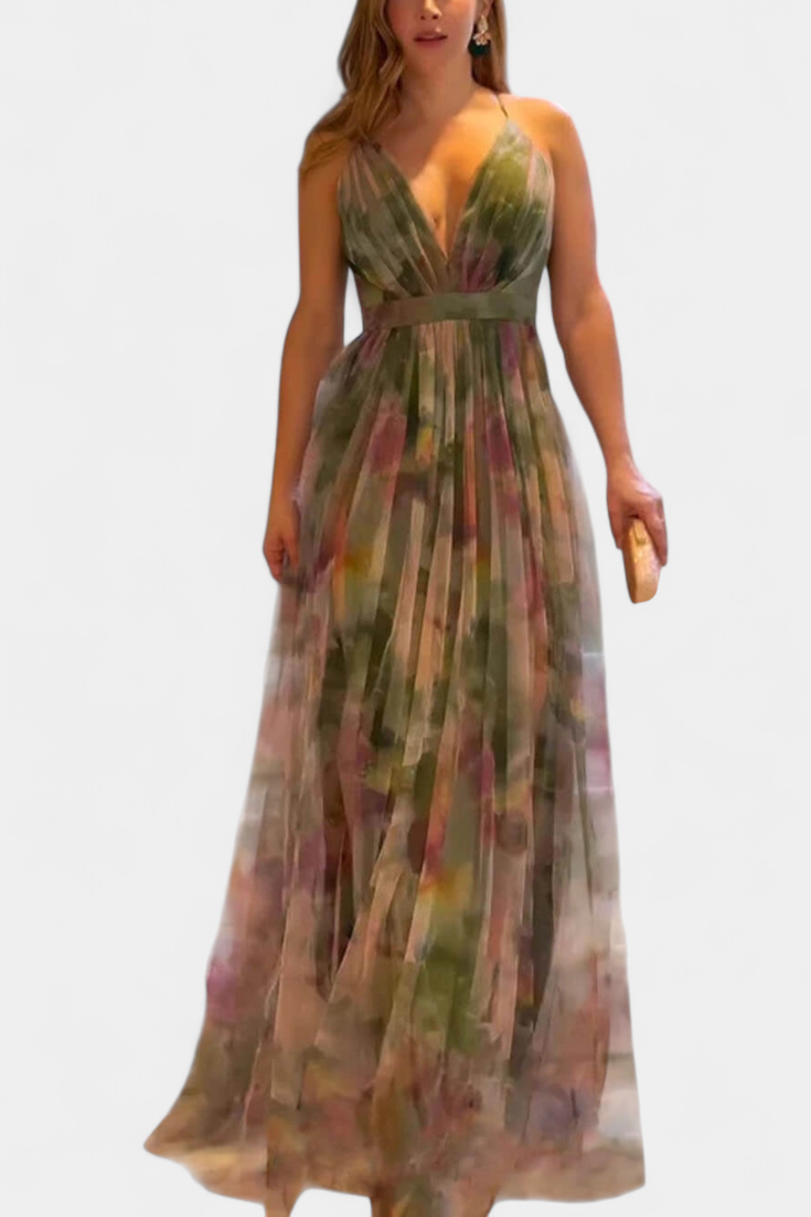 Magdalena Maxi Haljina s Cvjetnim Uzorkom i V-Izrezom