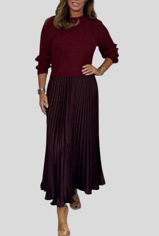 Claudia - Plisirana Haljina s Puloverom
