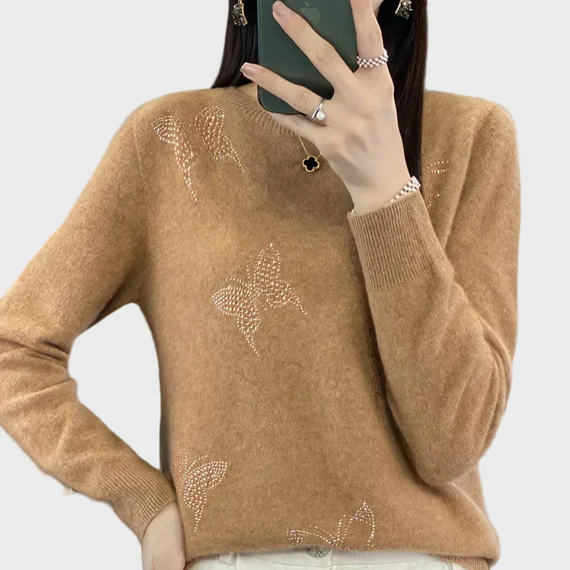 Pleteni Džemper s Uzorkom Leptira