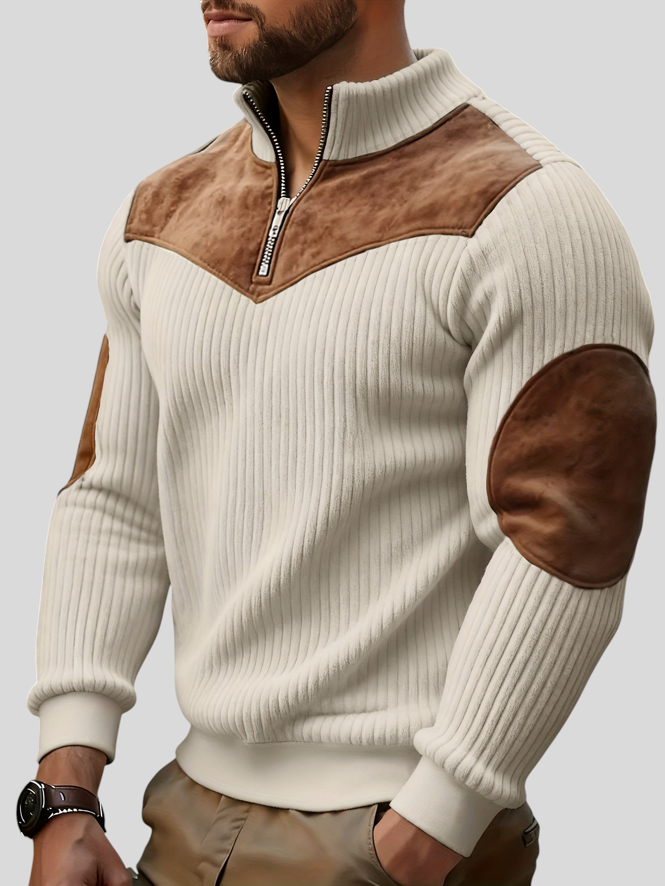 Kortez – Ležerni Pleteni Pulover s Poluzipom