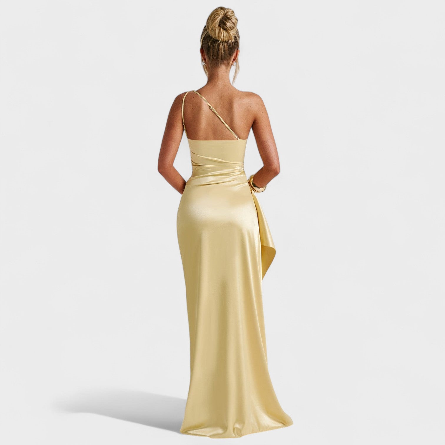 Ariel - Asimetrična Haljina Satena Limun