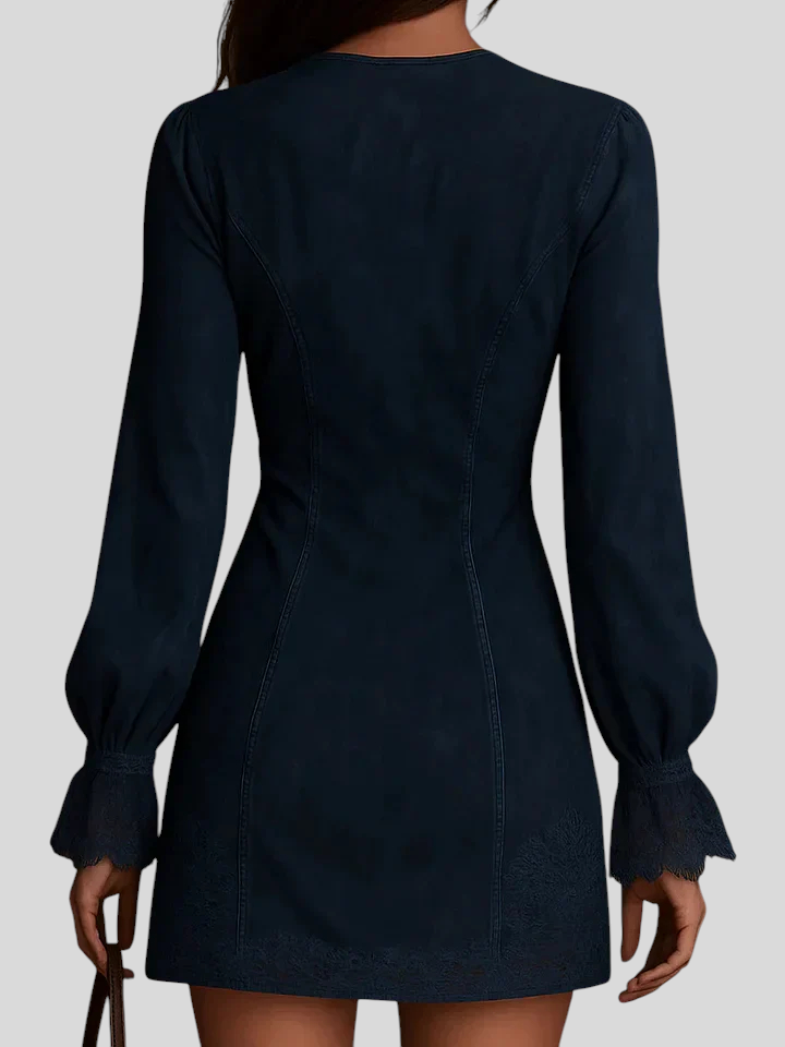 Delfine - Mini Haljina Od Antilopa S Čipkom